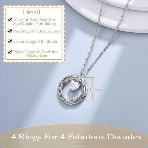 EFVISD 21st 30th 40th 50th 60th 70th 80th 90th 100th Birthday Gifts for Women, Silver Necklace Jewelry for Mom Daughter Nana Friend Sister Wife in Kuwait