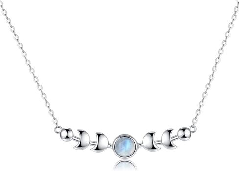Genuine Moonstone Necklace Sterling Silver Moon Phase Necklace Triple Goddess Moonstone Pendant Minimalist Necklace for Women in Kuwait