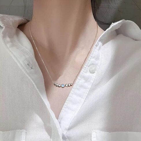 Genuine Moonstone Necklace Sterling Silver Moon Phase Necklace Triple Goddess Moonstone Pendant Minimalist Necklace for Women in Kuwait