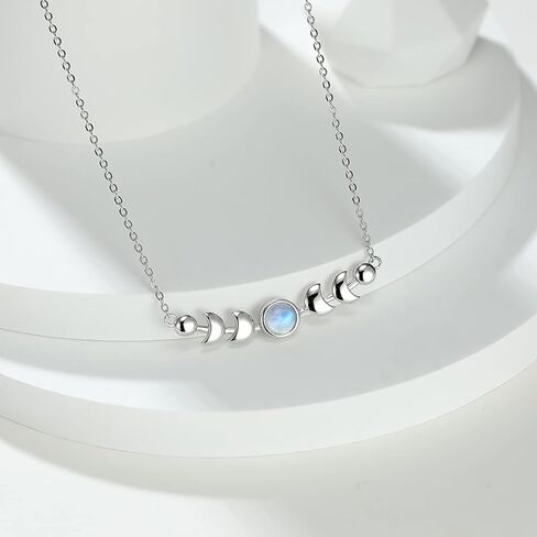 Genuine Moonstone Necklace Sterling Silver Moon Phase Necklace Triple Goddess Moonstone Pendant Minimalist Necklace for Women in Kuwait