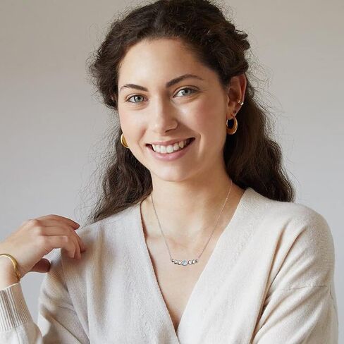 Genuine Moonstone Necklace Sterling Silver Moon Phase Necklace Triple Goddess Moonstone Pendant Minimalist Necklace for Women in Kuwait