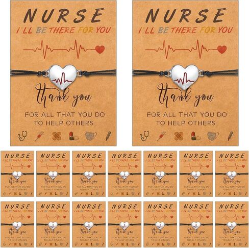 Sasylvia 36 Sets Nurse Week Gifts Bracelet Bulk Heart Bracelet Nursing Appreciation Gifts with Motivational Blessing Card for Woman Man Nurse Day Graduation Birthday Gifts in Saudi Arabia