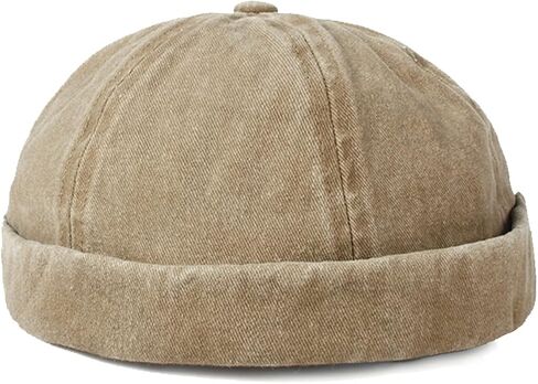Retro Cotton No Brim Hat Adjustable Rolled Cuff Brimless Beanie Skull Cap in Saudi Arabia