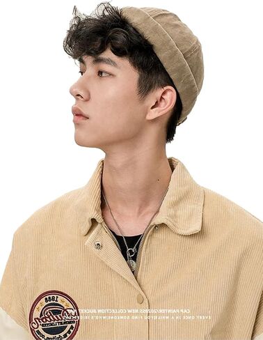 Retro Cotton No Brim Hat Adjustable Rolled Cuff Brimless Beanie Skull Cap in Saudi Arabia