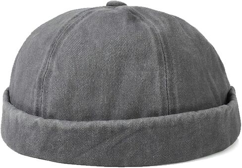 Retro Cotton No Brim Hat Adjustable Rolled Cuff Brimless Beanie Skull Cap in Saudi Arabia