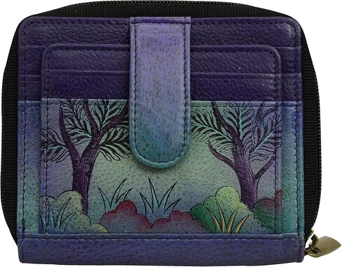 Anna by Anuschka Women's Hand-Painted Genuine Leather Zippered Organizer Wallet - Elephant Family in Saudi Arabia