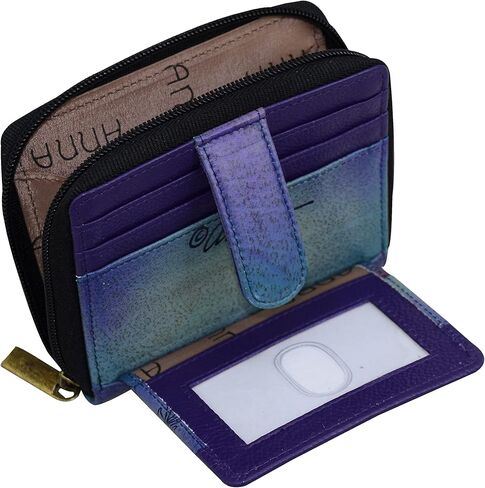 Anna by Anuschka Women's Hand-Painted Genuine Leather Zippered Organizer Wallet - Elephant Family in Saudi Arabia