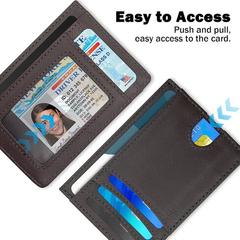 محفظة جلدية أصلية نحيفة للرجال والنساء، محفظة جيب أمامية رفيعة مع حامل بطاقة الائتمان RFID (وردي رمادي) in Kuwait