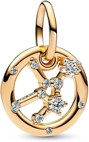 Pandora Virgo Zodiac Dangle Charm - Compatible ME & Moments Jewelry - Zodiac Sign Jewelry - Great Gift for Her - 14k Gold with Clear Cubic Zirconia - With Gift Box in Saudi Arabia