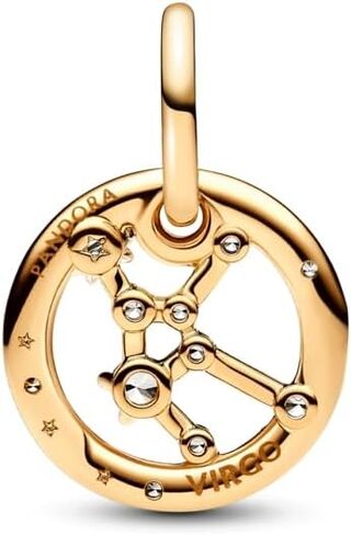 Pandora Virgo Zodiac Dangle Charm - Compatible ME & Moments Jewelry - Zodiac Sign Jewelry - Great Gift for Her - 14k Gold with Clear Cubic Zirconia - With Gift Box in Saudi Arabia