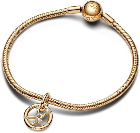 Pandora Virgo Zodiac Dangle Charm - Compatible ME & Moments Jewelry - Zodiac Sign Jewelry - Great Gift for Her - 14k Gold with Clear Cubic Zirconia - With Gift Box in Saudi Arabia