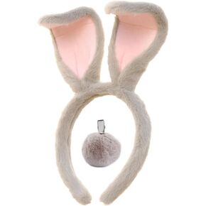CHEU Easter Bunny Headband and Pom Pom tail set for rabbit costume (white) in Kuwait