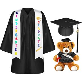 Sintuff 7 Pcs Kindergarten Graduation Gown Cap 2024 Preschool Graduation Accessories Stole Tassel Sash Charm Bear Gifts