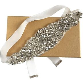 ZIUMUDY Bridal Rhinestone Belts Handmade Clear Crystal Sashes Wedding Belts For Evening Gowns