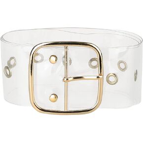 Allegra K Womens Grommet Clear Wide Waist Belts for Dresses Transparent Belts Pin Buckle