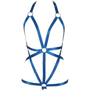 Women Body Harness Set Carnival Garter Belt Set Elastic Hollow Top Bra Punk Gothic Dance Costume (0031)