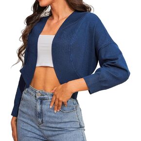 ETOSELL Cropped Cardigans for Women 3/4 Sleeve Open Front Knit Cardigan Sweaters Ribbed Shrugs Bolero Top S-XXL