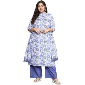 Tissu Women's Plus Size Multicolor Printed Pure Cotton Kurta & Palazzo with Dupatta