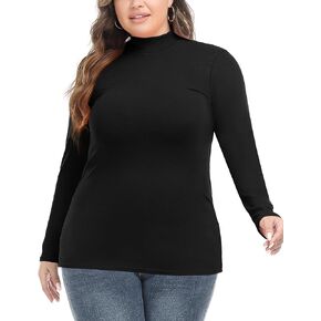 FOREYOND Women’s Plus Size Tops Long Sleeve Lightweight Pullover Mock Turtleneck Tunics Tops