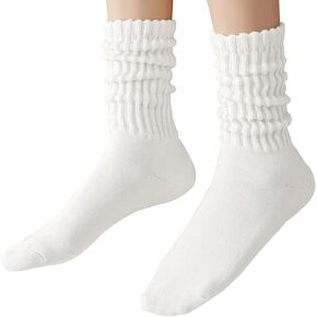 Women Slouch Socks Knit Mid Calf Rib Tube Scrunchy Slouchy Crew Socks