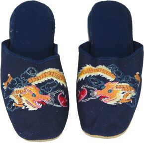 Handmade Embroidered Dragon Chinese Women's Cotton Slippers