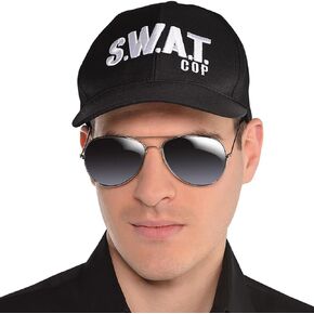 Black & White Polyester SWAT Hat - One Size - Sleek Design, Durable & Adjustable - Perfect for Fans, Cosplay & Collectors - 1 Pc.