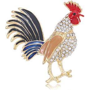 Roosters Crystal Brooch Pins Elegant Rhinestone Animal Lapel Brooches Novelty Funny Pins Fashion Jewelry Suit Brooches Accessories for Women Girl, Metal, goldstone in Kuwait
