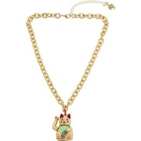 Betsey Johnson Womens Lucky Charm Bib Necklace
