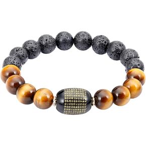 Jewever Triple Protection Feng Shui Bracelet Healing Bangle- Tiger Eye - Obsidian - Sutra Agate 10mm beads Stone Amulet Unisex Jewellery