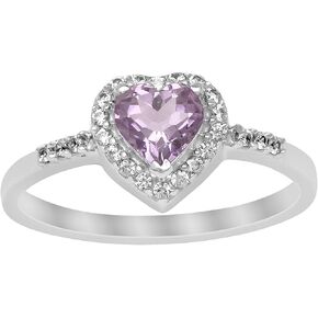 Heart Cluster Ring! Natural Purple Amethyst 5 MM Heart Cluster Ring
