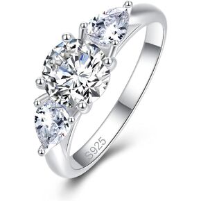 خاتم خطوبة من الفضة الاسترليني عيار 925 للنساء من ياريسول بتصميم كمثرى ودائري ومرصع بحجر زركونيا مكعب ايه ايه ايه مقاس 5-10 in Kuwait