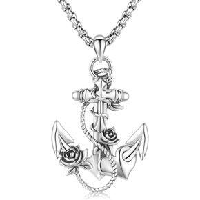 قلادة مرساة من الفضة الاسترليني عيار 925 من تو انتس، قلادة بتصميم ايمان وامل الحب قلادة متقاطعة، مجوهرات مسيحية هدايا للنساء والرجال، فضة استرليني، بدون احجار كريمة, فضة استرلينية, لا أحجار كريمة in Kuwait