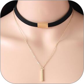 Velvet Choker Necklace for Women Bar Pendant Necklace Vintage Layered Satin Necklace Choker Vertical Bar Pendant Necklace Punk Choker for Girls