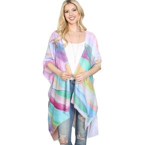 Bohemian Drape Vest Kimono Long Cardigan - Knit Beachwear Bathing Swimsuit Bikini Cover Kaftan Shawl Abstract Crochet Sweater