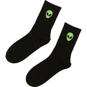GORGLITTER Women's 1 Pairs Casual Alien Patterned Crew Socks Athletic Ankle Dress Socks