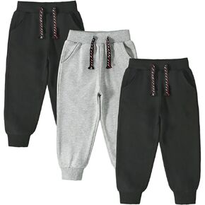 Funnymore 3 Pack Toddler Boys and Girls Cotton Pull on Sweatpant with Drawstring