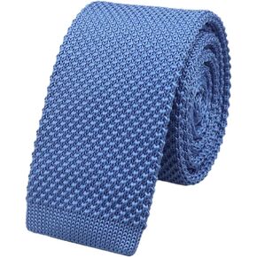 Men's Solid Color Textured Knit Skinny Ties Smart Necktie Square-Cut Finish