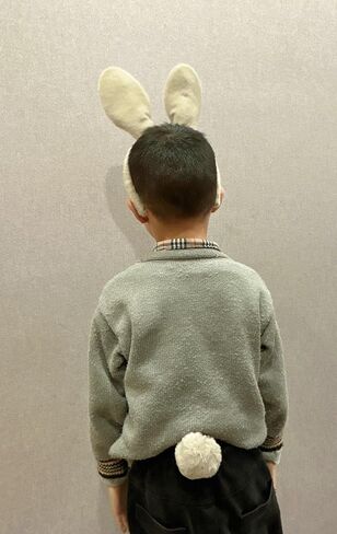 CHEU Easter Bunny Headband and Pom Pom tail set for rabbit costume (white) in Kuwait