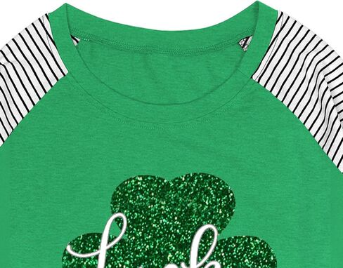 Women Plus Size St. Patrick's Day Shirt Lucky Shamrock Tees Green Heart Tshirt Irish Clover Tops in Saudi Arabia