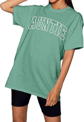 Women Auntie Tshirt Oversize Aunt Shirts Cute Love Heart Tees Fashion Aunt Shirt Funny Short Sleeve Tops in Saudi Arabia