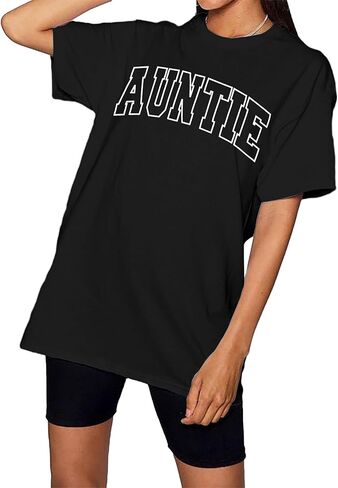 Women Auntie Tshirt Oversize Aunt Shirts Cute Love Heart Tees Fashion Aunt Shirt Funny Short Sleeve Tops in Saudi Arabia