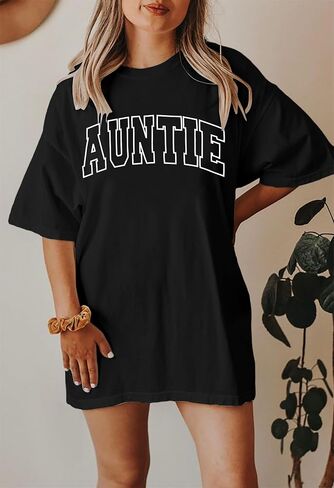 Women Auntie Tshirt Oversize Aunt Shirts Cute Love Heart Tees Fashion Aunt Shirt Funny Short Sleeve Tops in Saudi Arabia