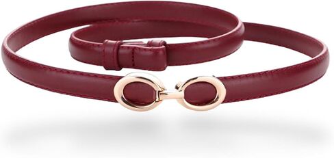 حزام جلد طبيعي ناعم ورفيع للنساء من سي بي، حزام خصر قابل للتعديل مصنوع من خليط معدني بلون ذهبي in Kuwait