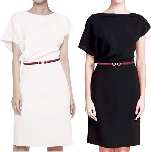 حزام جلد طبيعي ناعم ورفيع للنساء من سي بي، حزام خصر قابل للتعديل مصنوع من خليط معدني بلون ذهبي in Kuwait