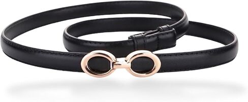 حزام جلد طبيعي ناعم ورفيع للنساء من سي بي، حزام خصر قابل للتعديل مصنوع من خليط معدني بلون ذهبي in Kuwait