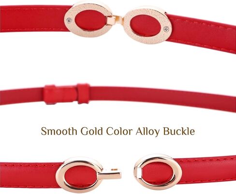 حزام جلد طبيعي ناعم ورفيع للنساء من سي بي، حزام خصر قابل للتعديل مصنوع من خليط معدني بلون ذهبي in Kuwait