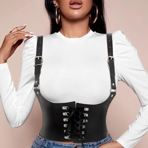 Navoky الخصر الشرير حزام تسخير الجلود القوطي الهذيان قابل للتعديل الجسم مشد الملحقات للنساء والفتيات للحزب، كوسبلاي، والمواعدة in Kuwait
