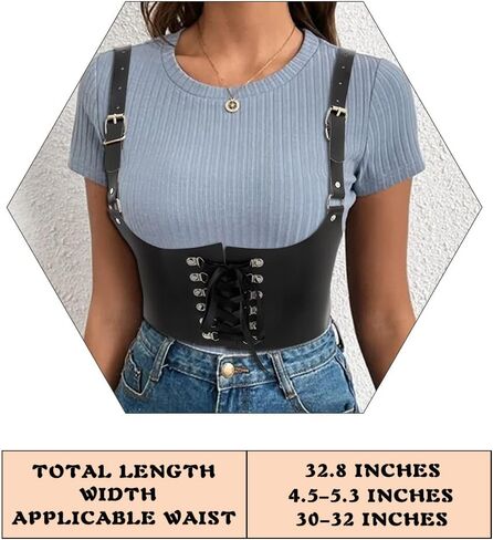 Navoky الخصر الشرير حزام تسخير الجلود القوطي الهذيان قابل للتعديل الجسم مشد الملحقات للنساء والفتيات للحزب، كوسبلاي، والمواعدة in Kuwait