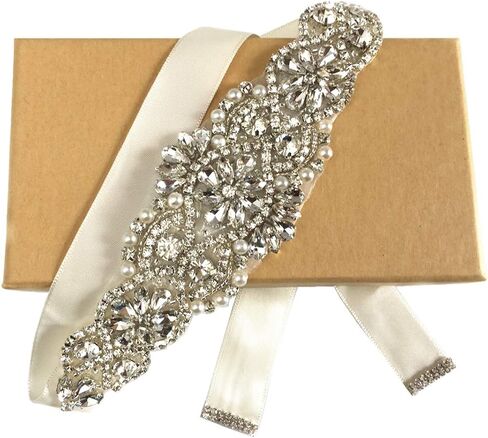 أحزمة ZIUMUDY للزفاف من حجر الراين مصنوعة يدويًا من الكريستال الشفاف وأحزمة الزفاف لفساتين السهرة in Kuwait