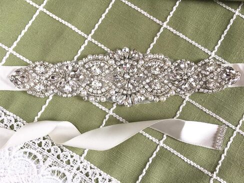 أحزمة ZIUMUDY للزفاف من حجر الراين مصنوعة يدويًا من الكريستال الشفاف وأحزمة الزفاف لفساتين السهرة in Kuwait